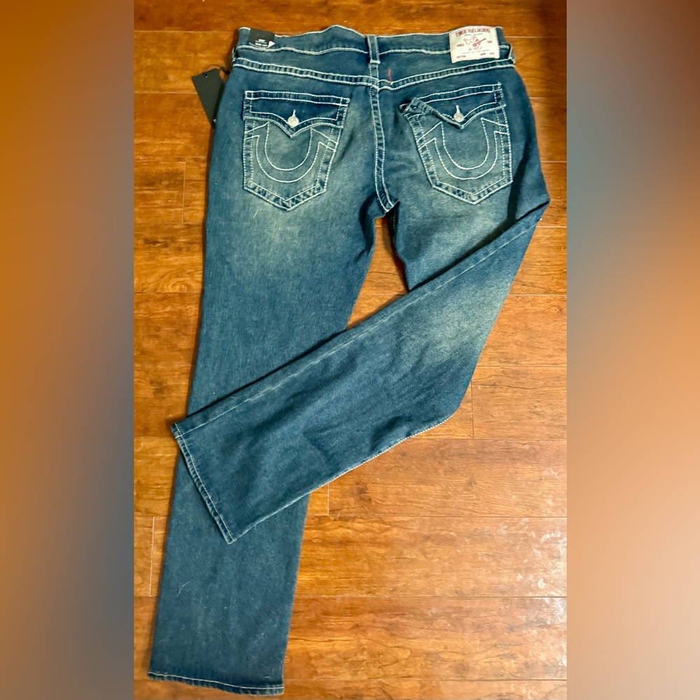TRUE RELIGION RICKY BIG T FLAP STRAIGHT DARK SMOKY WASH MENS SIZE 40X34~NWT - Picture 8 of 10
